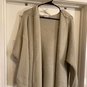 Plus size beige hooded sweater